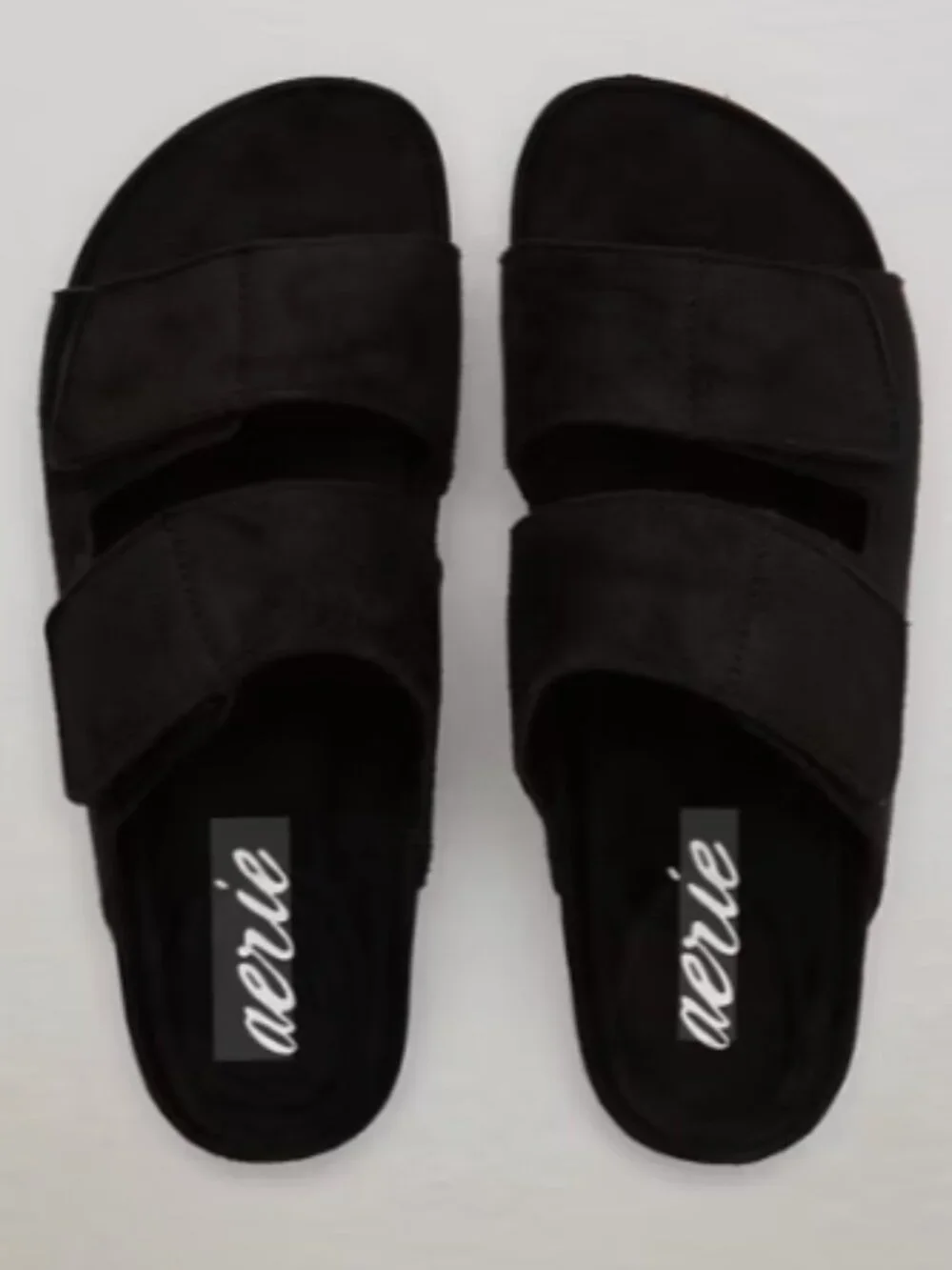 NEW Aerie Women's Black Double Strap Slides Size 9 Casual Loungewear Soft